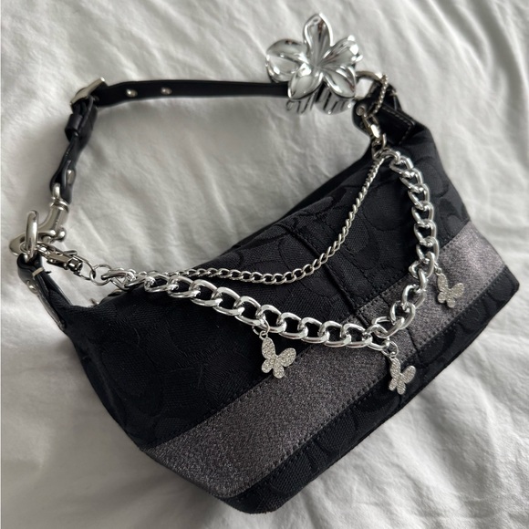 Vintage Coach Black Canvas Small Baguette Shoulder Bag - Picture 12 of 12